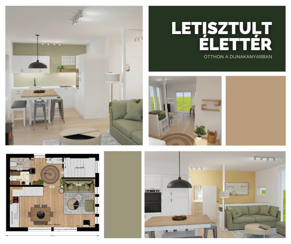 Letisztult otthon a Dunakanyarban kollázs